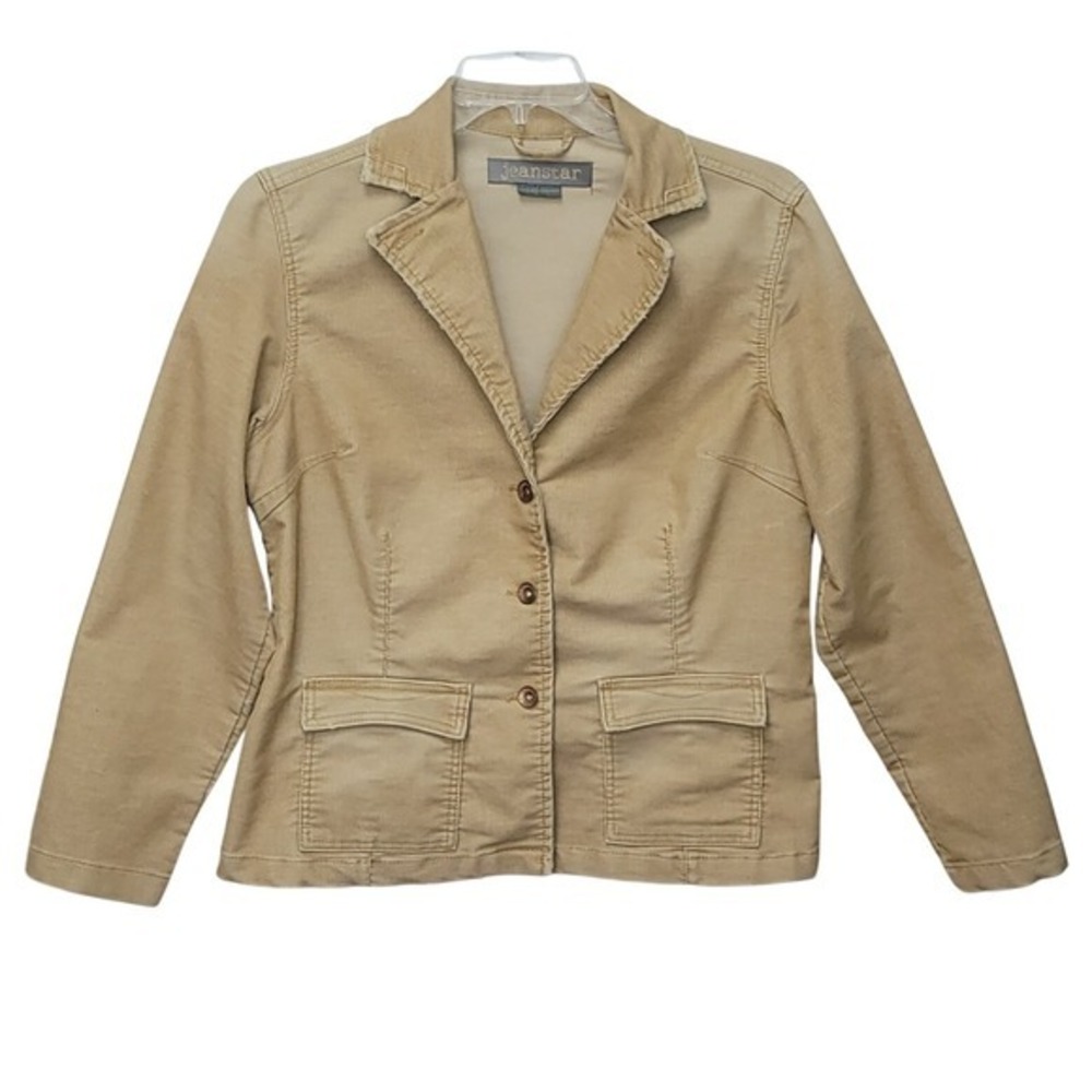 Jeanstar Womens Tan Corduroy faded Patina Blazer Jacket XL Vintage Y2K Preppy